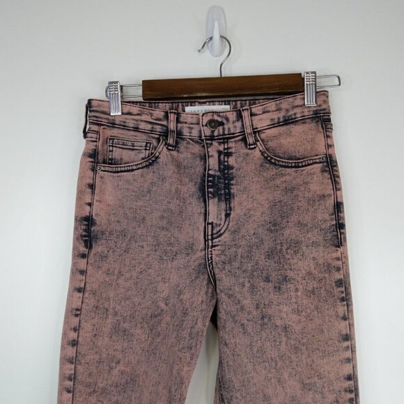 TOPSHOP Acid Wash High Rise Skinny Cropped JEANS  size 28 - Picture 3 of 14